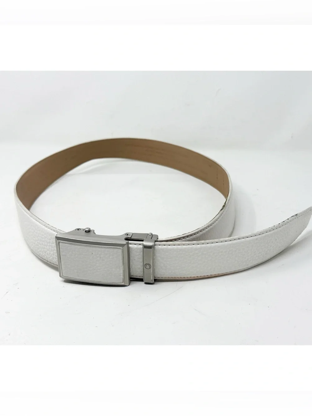 NEXTBELT Men's White THE BELT WITH NO HOLES Universal Sz Belt Silver Tone Buckle